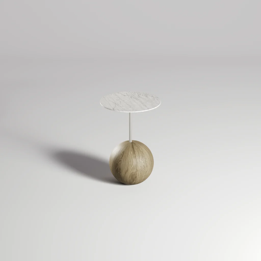 MESA AUXLIAR 2 (BASE MADERA + MARMOL) ORION